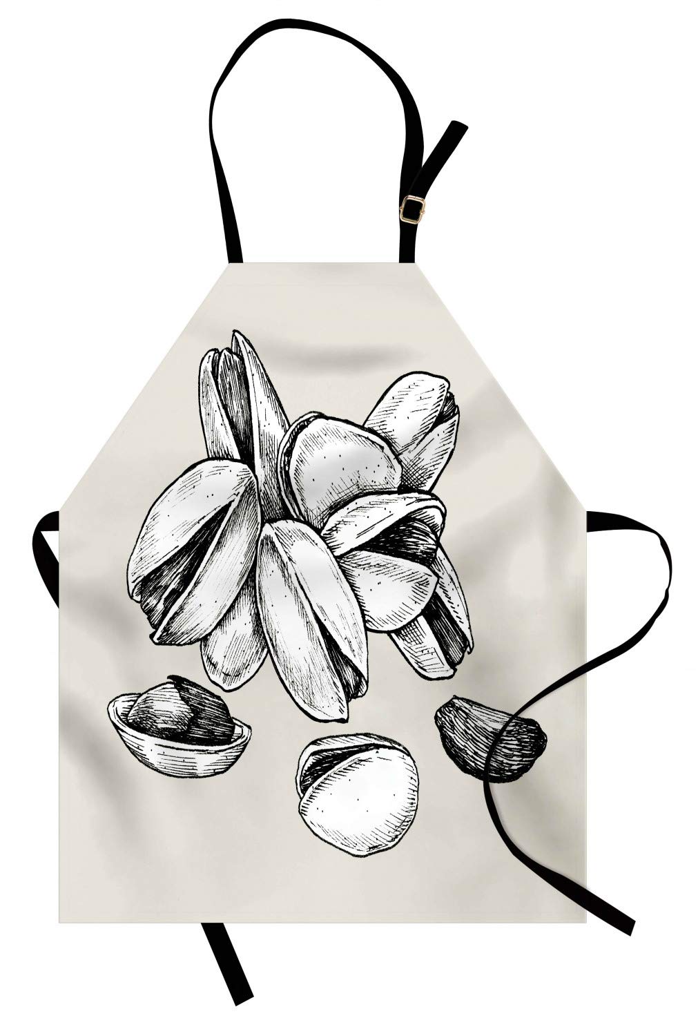 Ambesonne Charcoal Grey Apron - Abstract Pistachio Pattern for Cooking & Gardening