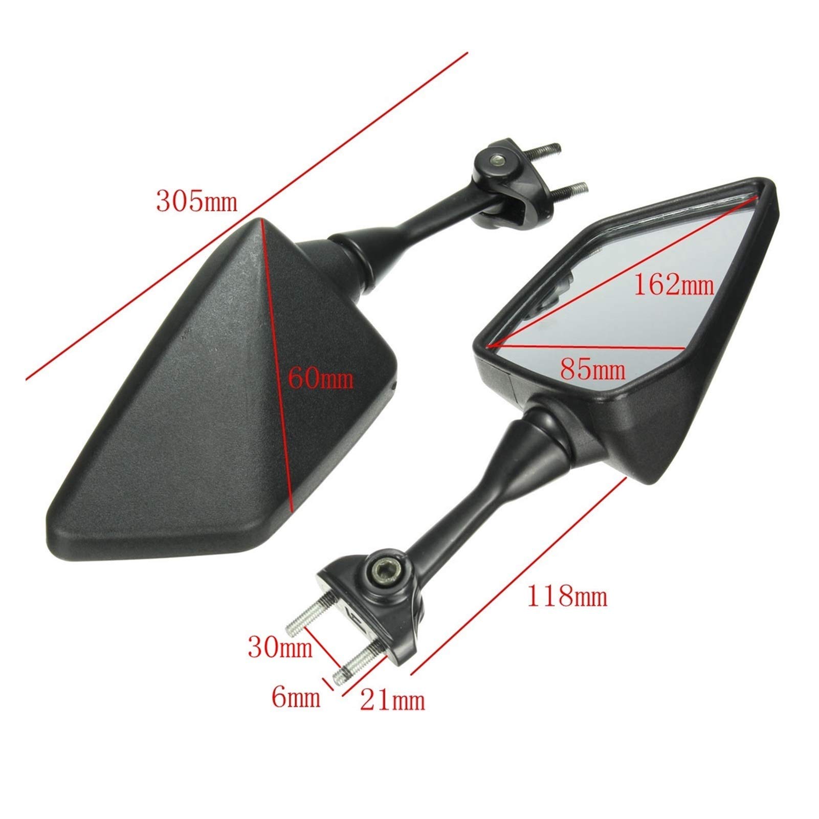 Universal Motorcycle Rear View Mirrors - Durable Side Mirrors for Kawasaki Ninja 250R EX250 (2008-2013) - Perfect for Motocross, Street Riding & Commuting