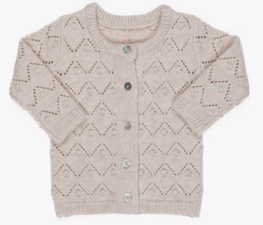 KIPP Chunky Pointelle Cardigan for Babies (3M-24M) - Soft & Cozy Knit Sweater for Boys & Girls - Perfect for Winter, Fall & Casual Outings