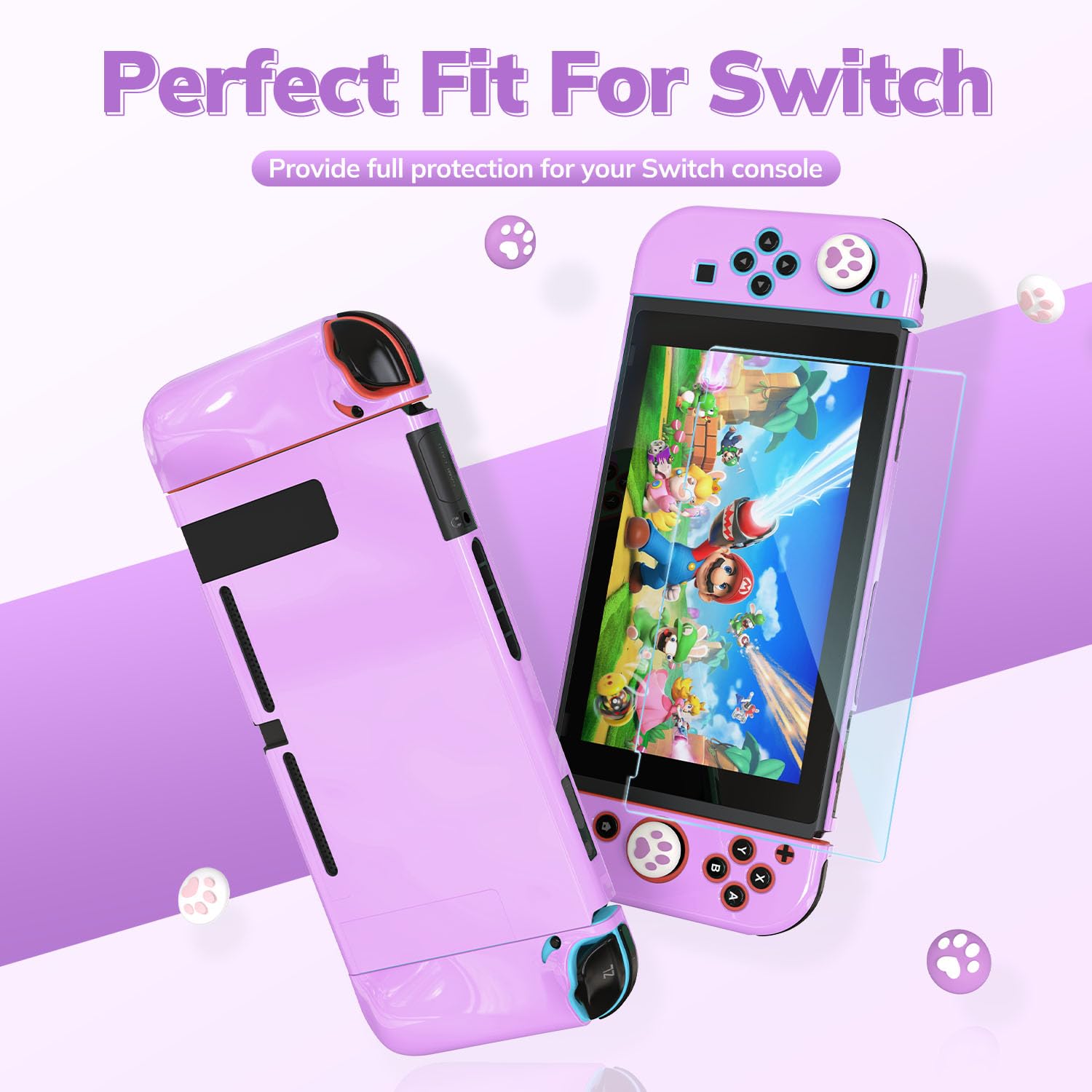 16-in-1 Nintendo Switch Carrying Case with Accessories - Purple Protective Travel Case for Original Switch Model - Perfect for Gaming On-The-Go