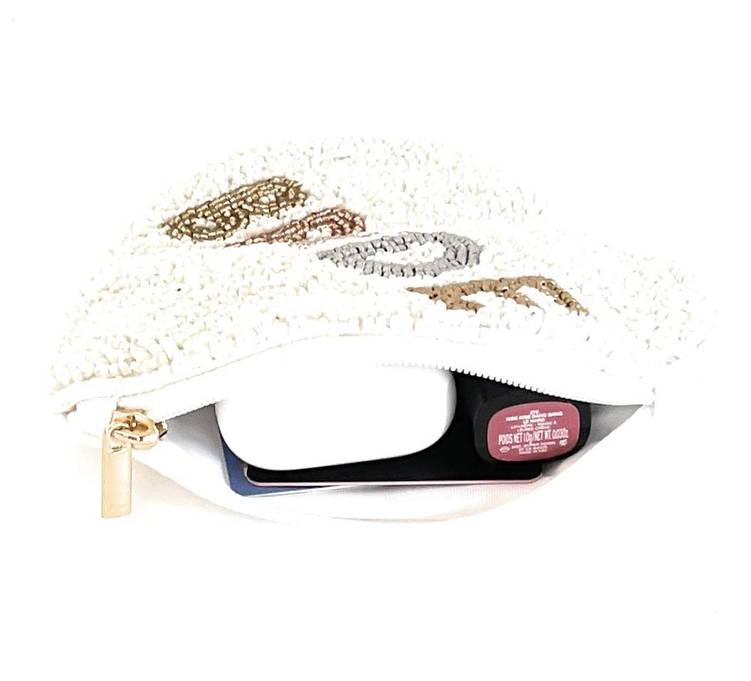 Elegant White Beaded Bridal Clutch Purse - Perfect Bride Coin Pouch & Wedding Gift for Bride to Be - Ideal for Bridal Showers, Receptions, and Special Occasions