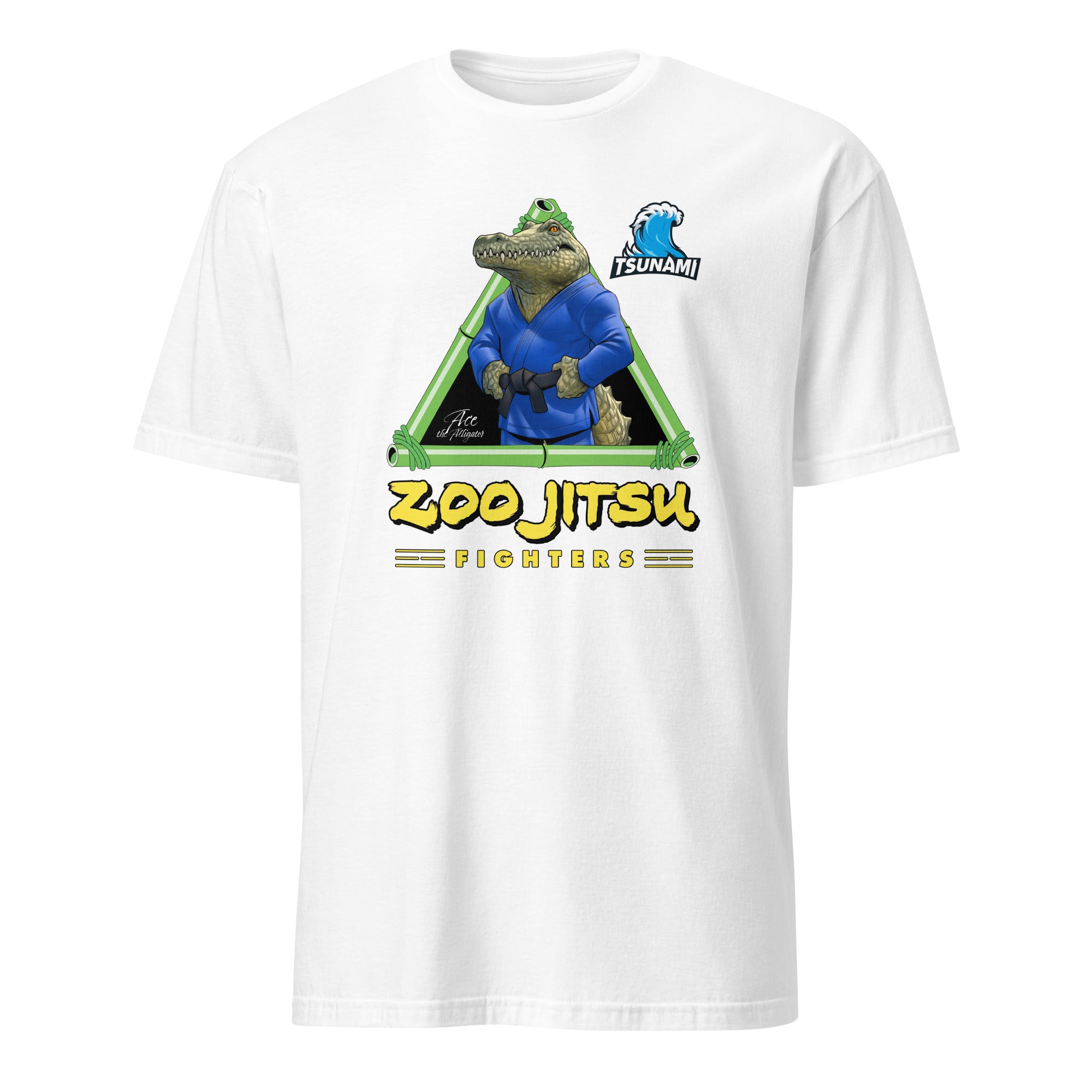 Zoo Jitsu Fighters Alligator Print Unisex Short Sleeve T-Shirt - Funny Animal Martial Arts Graphic Tee for Men & Women - Perfect for Gym, Casual Wear & Gifts