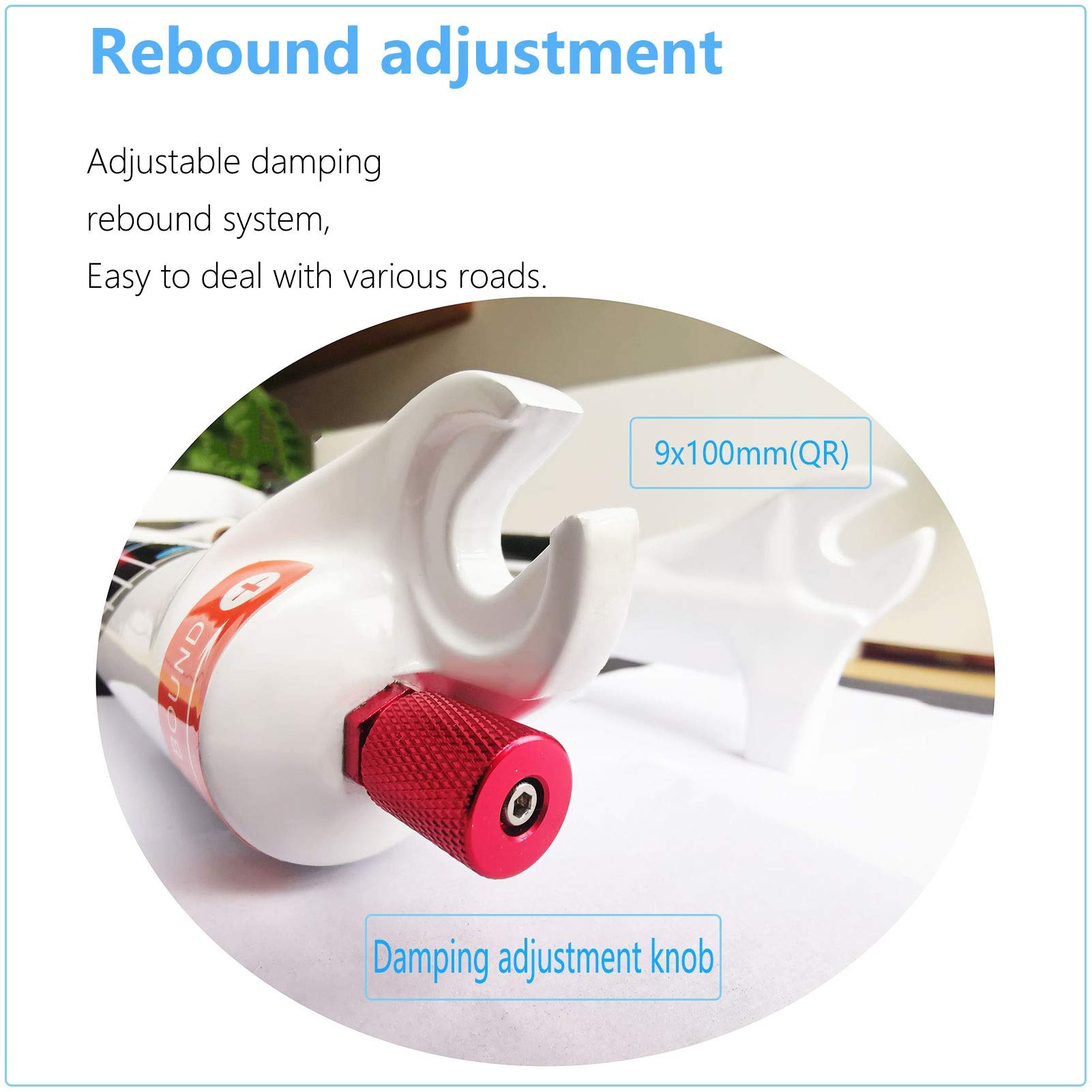 140mm Travel Air Suspension Fork for Mountain Bike - 26/27.5/29 Inch, Alloy 9mm QR, Rebound Adjust & Remote Lockout (White) - Ideal for Trail Riding, Downhill & Cross-Country Cycling