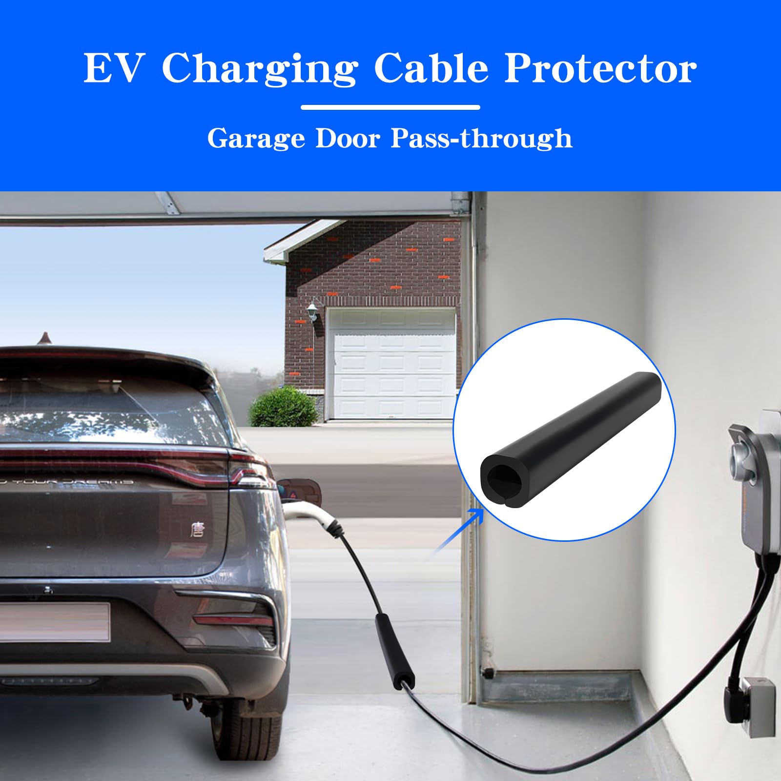Heavy-Duty EV Charger Cable Protector for Tesla & J1772 - Garage Use