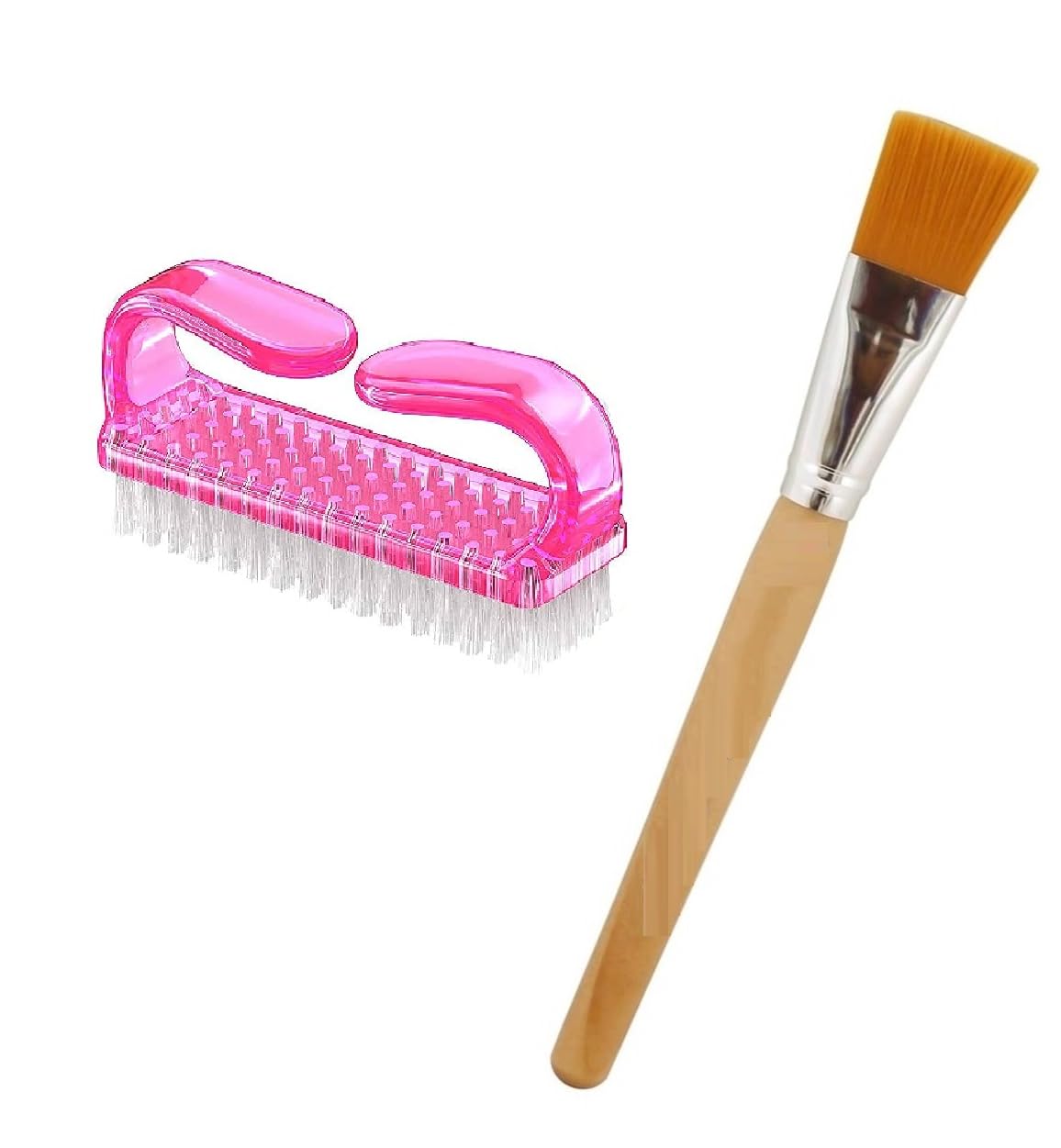 ZAUKY Professional Nail Brush & Face Pack Brush Combo Set - Manicure Tools for Cleaning Nails & Applying Facial Masks - Perfect for Salon, Spa & Home Beauty Care