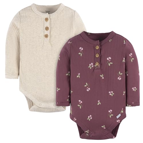Gerber Baby Girls' 2-Pack Soft Cotton Bodysuits - Short Sleeve Onesies for Newborns & Infants | Perfect for Playtime, Daycare & Everyday Comfort