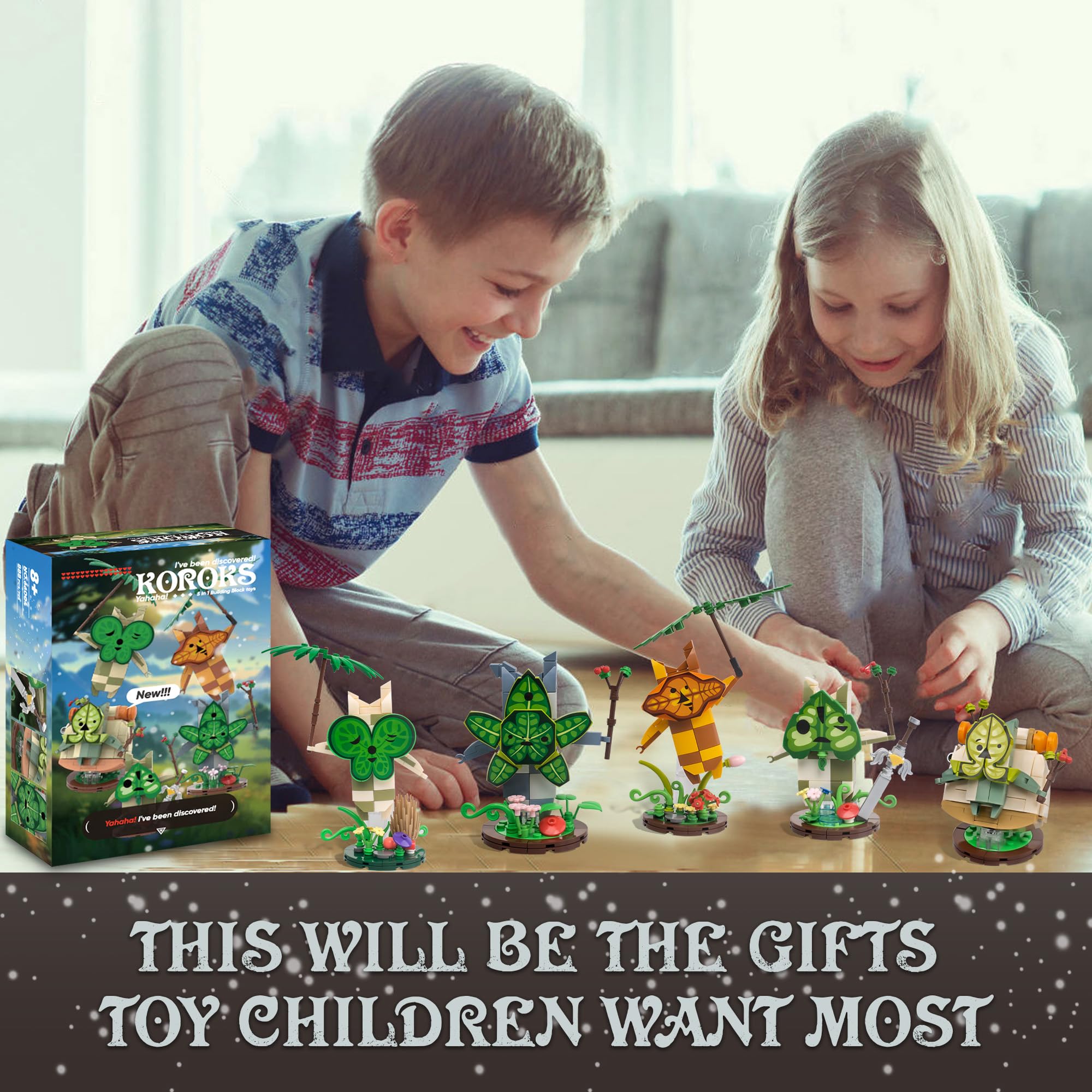 Koroks Building Set Toy - 5 in 1 Model Building Block Kit for Breath of the Wild Fans | Cute Zelda Action Figures | Perfect Gift for Adults & Kids (888 Pieces) | Great for Game Room Decor, Birthday Presents & Collector Displays