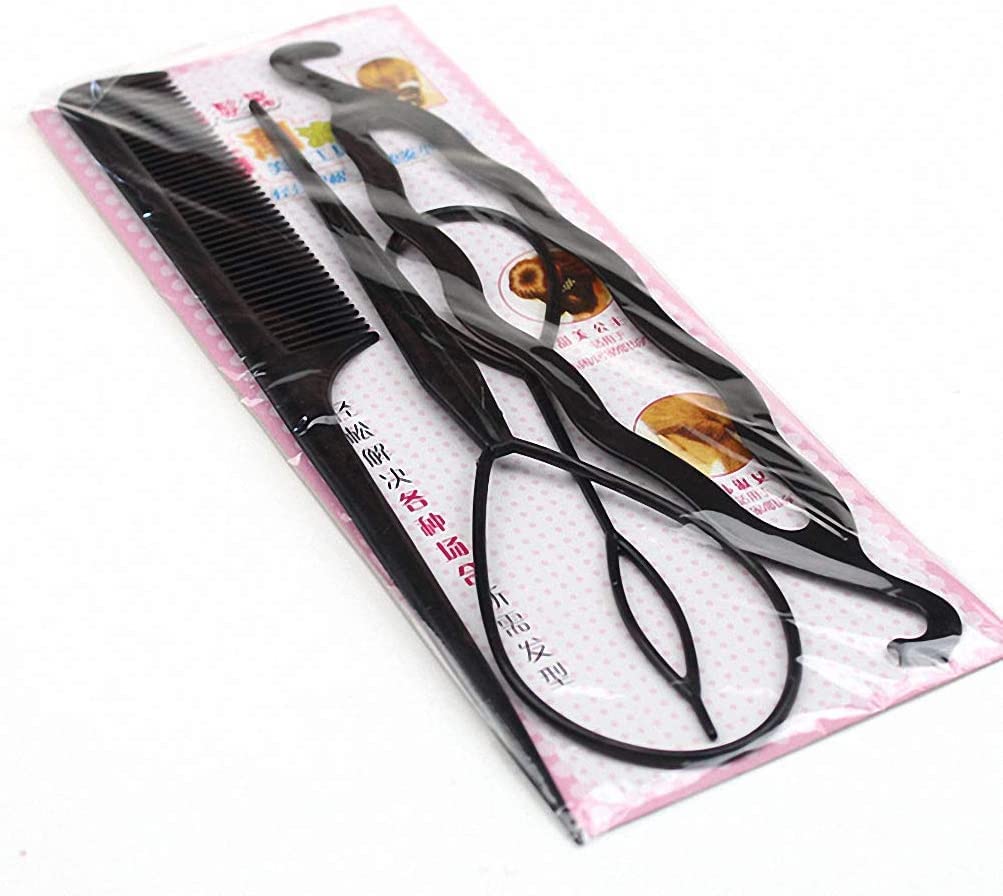CRITEX MART 4-Piece Hair Styling Kit - Topsy Tail, Hair Pull Dish, Needle Bun Donut, Twist Braid & Ponytail Maker Tools for DIY Hairstyles | Perfect for Salon, Home Use & Travel Accessories