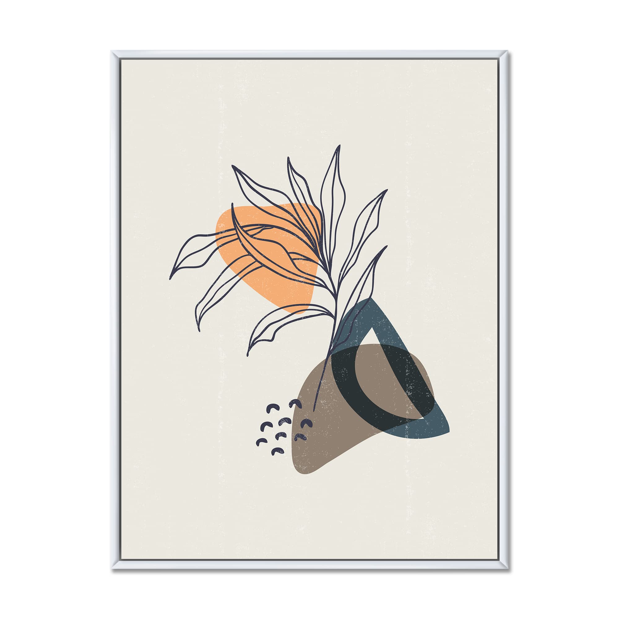 DesignQ Vintage Minimalist Plant Canvas Wall Art Print - Modern Framed Home Decor for Living Room, Bedroom & Office