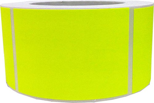 Fluorescent Yellow 2.5 x 3.5 Inch Adhesive Labels - 500 Stickers per Roll for Office, Shipping & Organization
