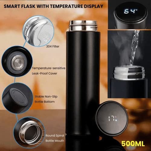 DAYBETTER® Smart Vacuum Insulated Stainless Steel Water Bottle with LED Temperature Display - Keeps Drinks Hot/Cold for 24 Hours - BPA Free Leakproof Thermos for Coffee, Tea, Gym, Hiking & Office Use