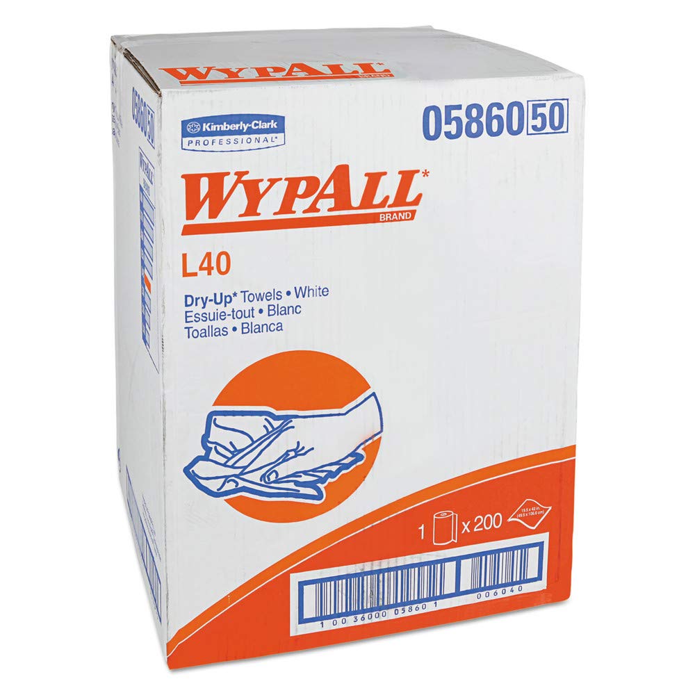 Wypall Dry-Up Professional 1-Ply White Towels - Heavy-Duty Absorbent Cleaning Cloths for Industrial, Kitchen & Workshop Use
