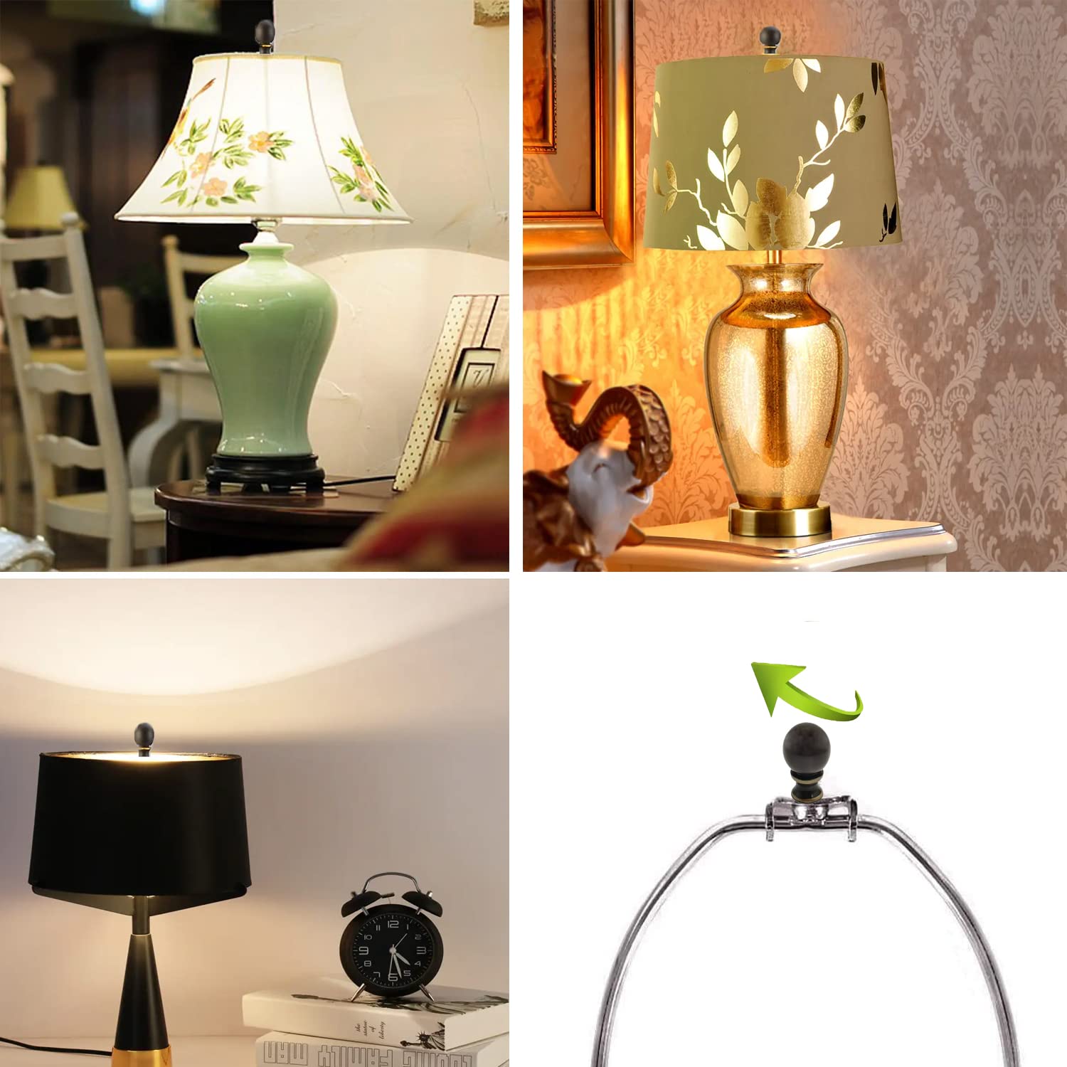 VOVCIG 2 Pack Brown Lamp Finials - 1.5 Inch Decorative Lamp Shade Cap Knobs for Harp Holder - Perfect for Table Lamps, Floor Lamps & Home Decor