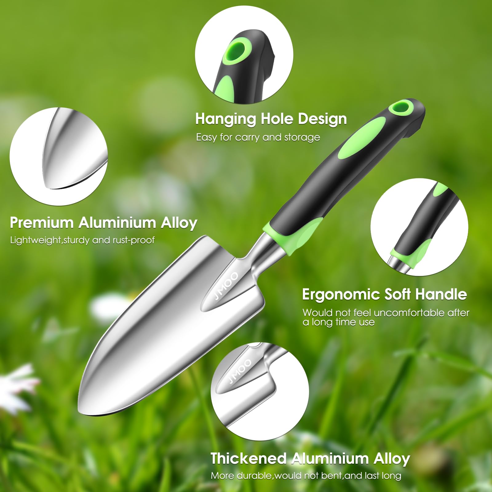 3-Piece Garden Tool Set with Non-Slip Ergonomic Handles - Lightweight Rust-Proof Aluminum Alloy Gardening Tools for Men & Women - Perfect for Planting, Weeding & Landscaping