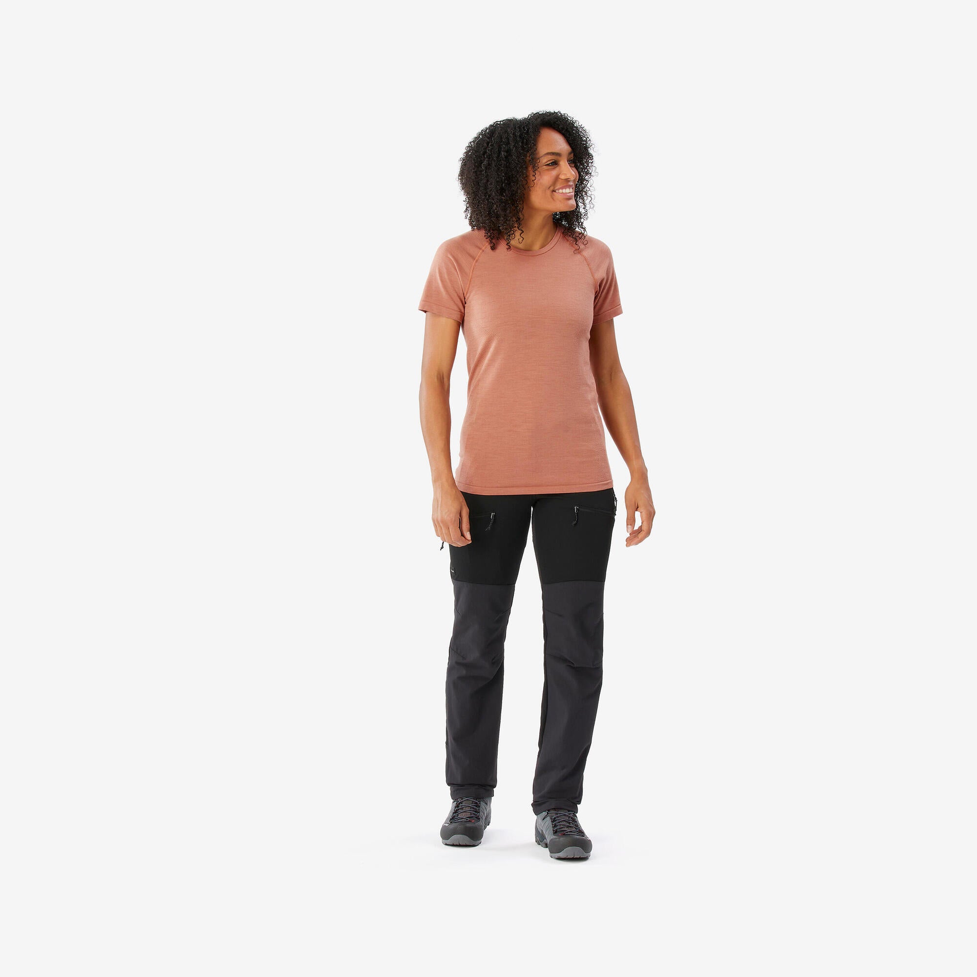 Simond Women's Seamless Short Sleeve Merino Wool Hiking Shirt - MT900 - Lightweight & Moisture-Wicking for Backpacking, Camping & Outdoor Adventures