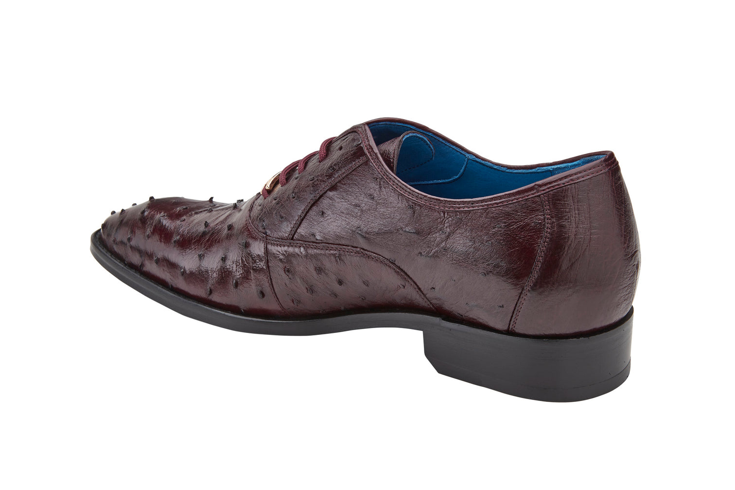 Belvedere Orlando Genuine Ostrich Quill Dress Shoes - Antique Dark Burgundy D01 | Luxury Formal Footwear for Weddings & Business Events