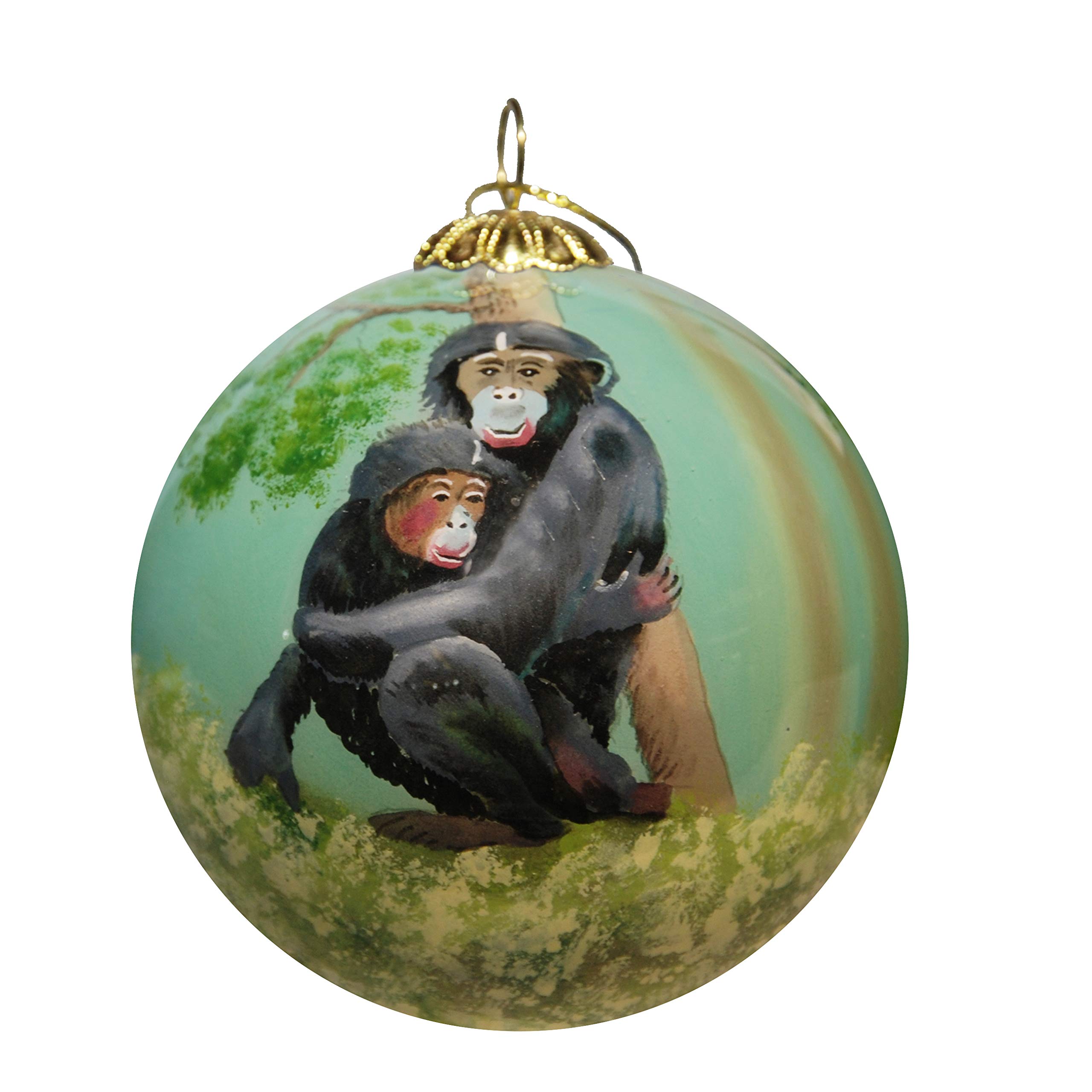 Handmade Blown Glass Christmas Tree Ornament - Festive Monkey Design with Gift Box - Perfect for Holiday Decorations, Gifts & Collectibles