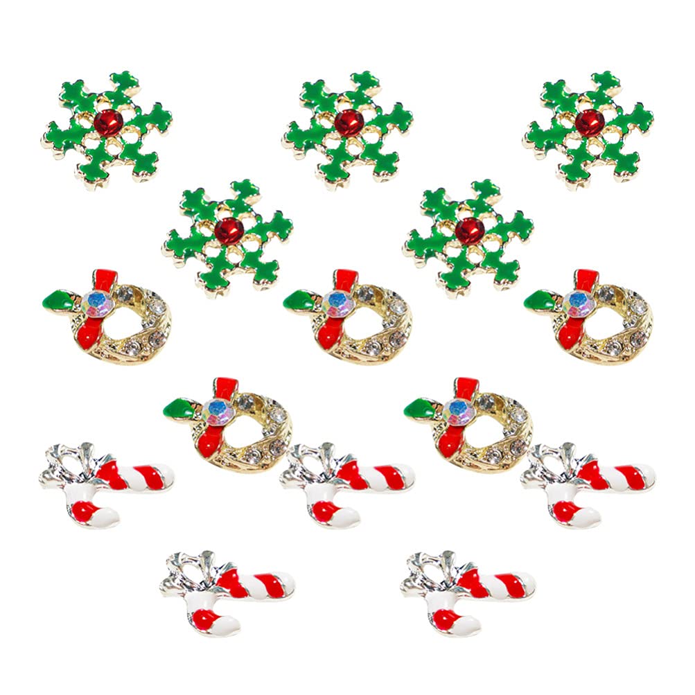 Uonlytech 15pcs Nail Art Accessories Kit - Metallic Studs, Rhinestones & Stickers for DIY Nail Decoration | Christmas Holiday Salon & Party Nail Jewelry | Perfect for Manicures, Gifts & Special Occasions