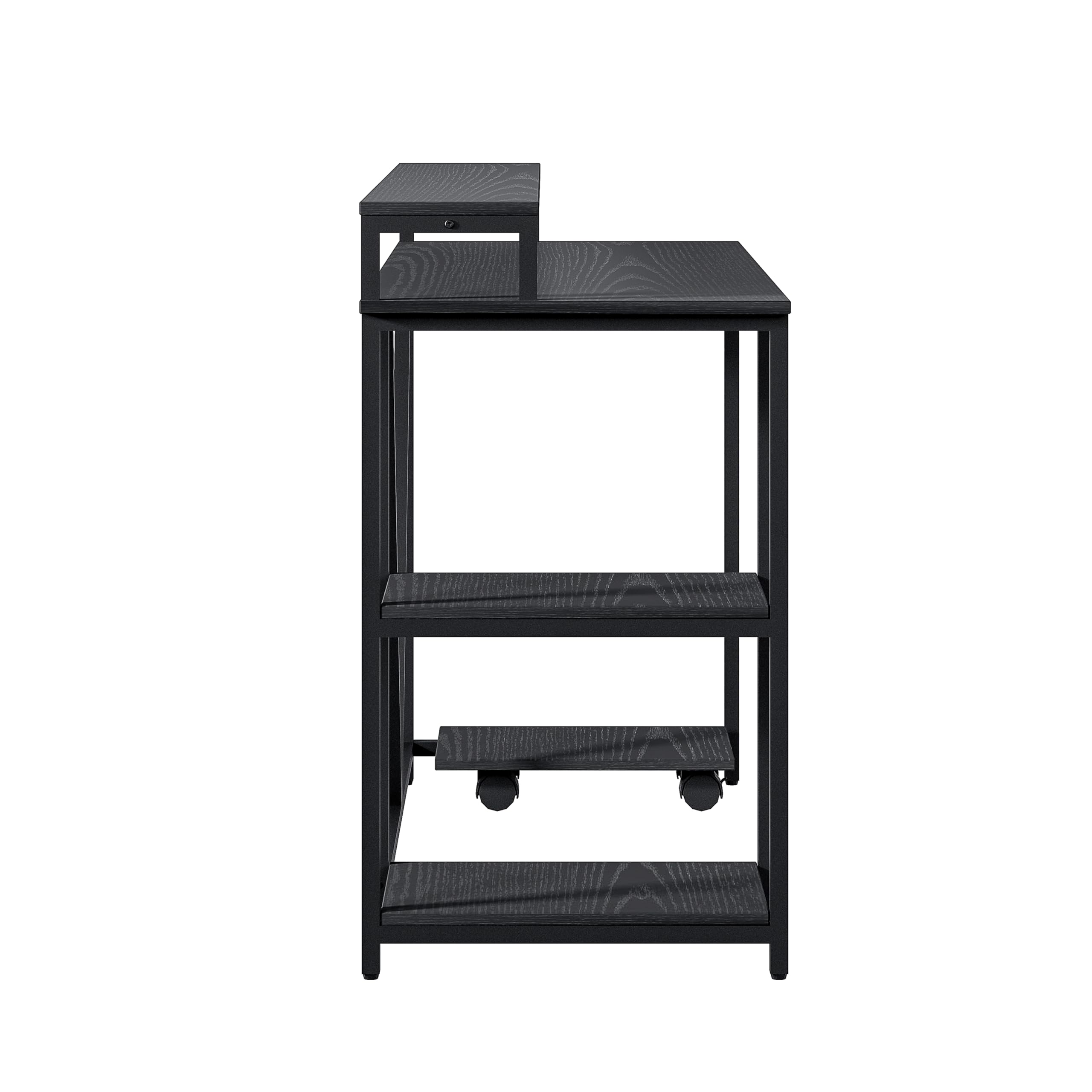 Techni Mobili Industrial Computer Desk with Storage Shelves, Monitor Stand & Accessory Holder - Home Office Laptop Table with CPU Caddy & 2-Tier Bookshelf - Perfect for Small Spaces & Modern Workstations