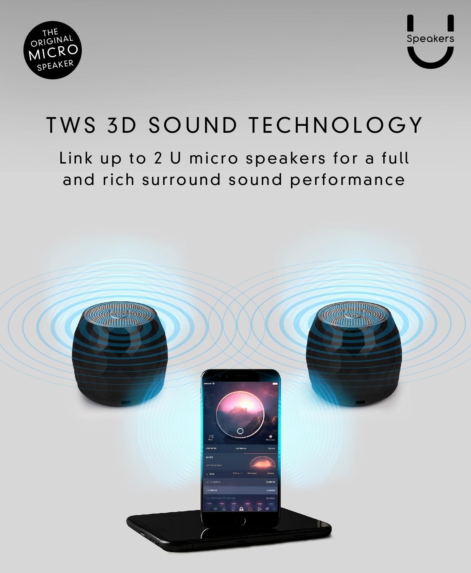 U Pro TWS Wireless Bluetooth Speakers Set of 2 | Incredible Surround Sound, Charging Tray | Compact Design, Rich Audio | Perfect for Home, Parties, Outdoor Activities, Travel & Work