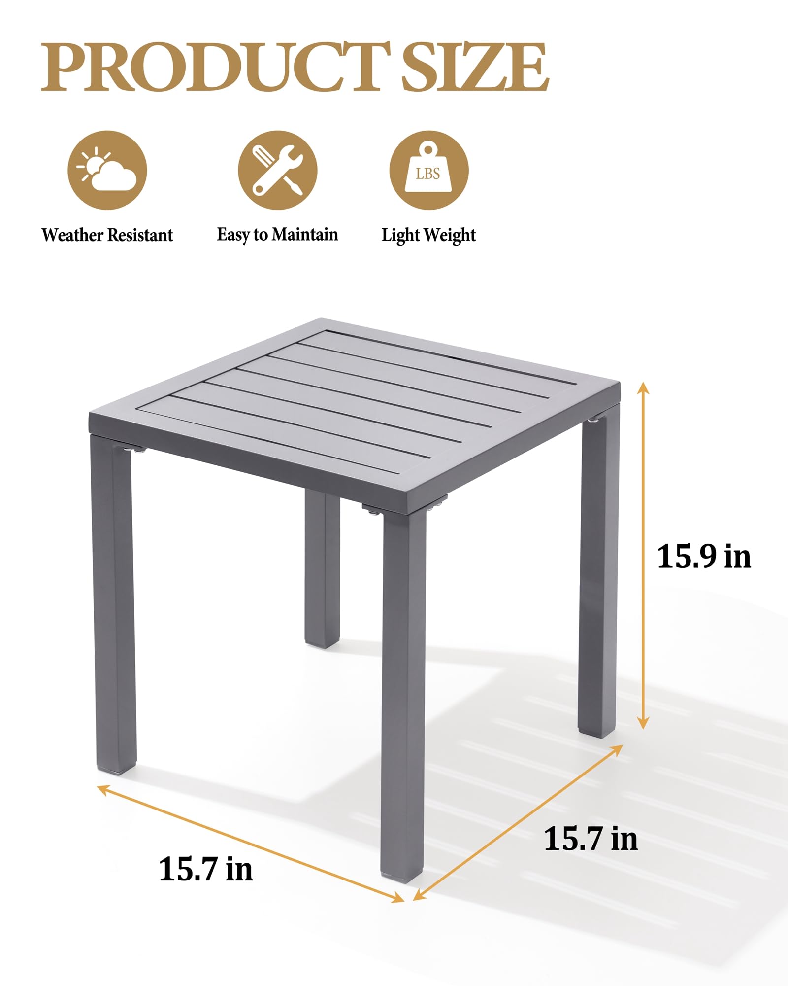 **Crestlive 2-Pack Aluminum Outdoor Side Tables - Weather-Resistant Square Coffee End Tables for Patio, Yard, Garden, Porch & Deck - Perfect for Poolside Lounging & Outdoor Entertaining**
