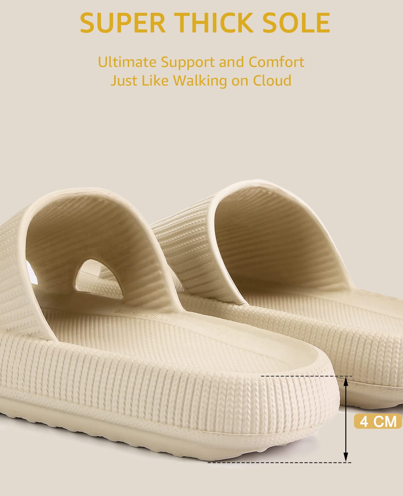 Cloud Slippers for Women and Men - Ultra Soft Pillow Slippers with Non-Slip Sole | Shower Slides & Bathroom Sandals | Thick Cushioned Comfort for Home, Spa, and Indoor Use