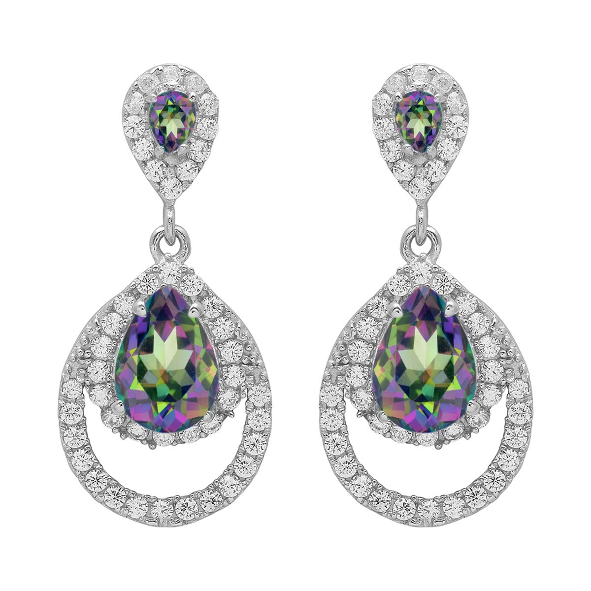 925 Sterling Silver Pear-Shaped Gemstone Drop Earrings for Women | Multi-Choice Cluster Dangle Party Jewelry | Perfect for Weddings, Evening Events & Special Occasions