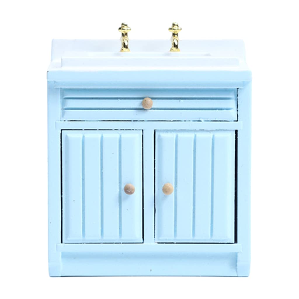 1:12 Scale Miniature Blue Kitchen Furniture Set - Dollhouse Accessories for BJD, DIY Pretend Play, Home Decor & Kids Toys | Perfect for Dollhouse Scenes, Birthday Gifts & Creative Play