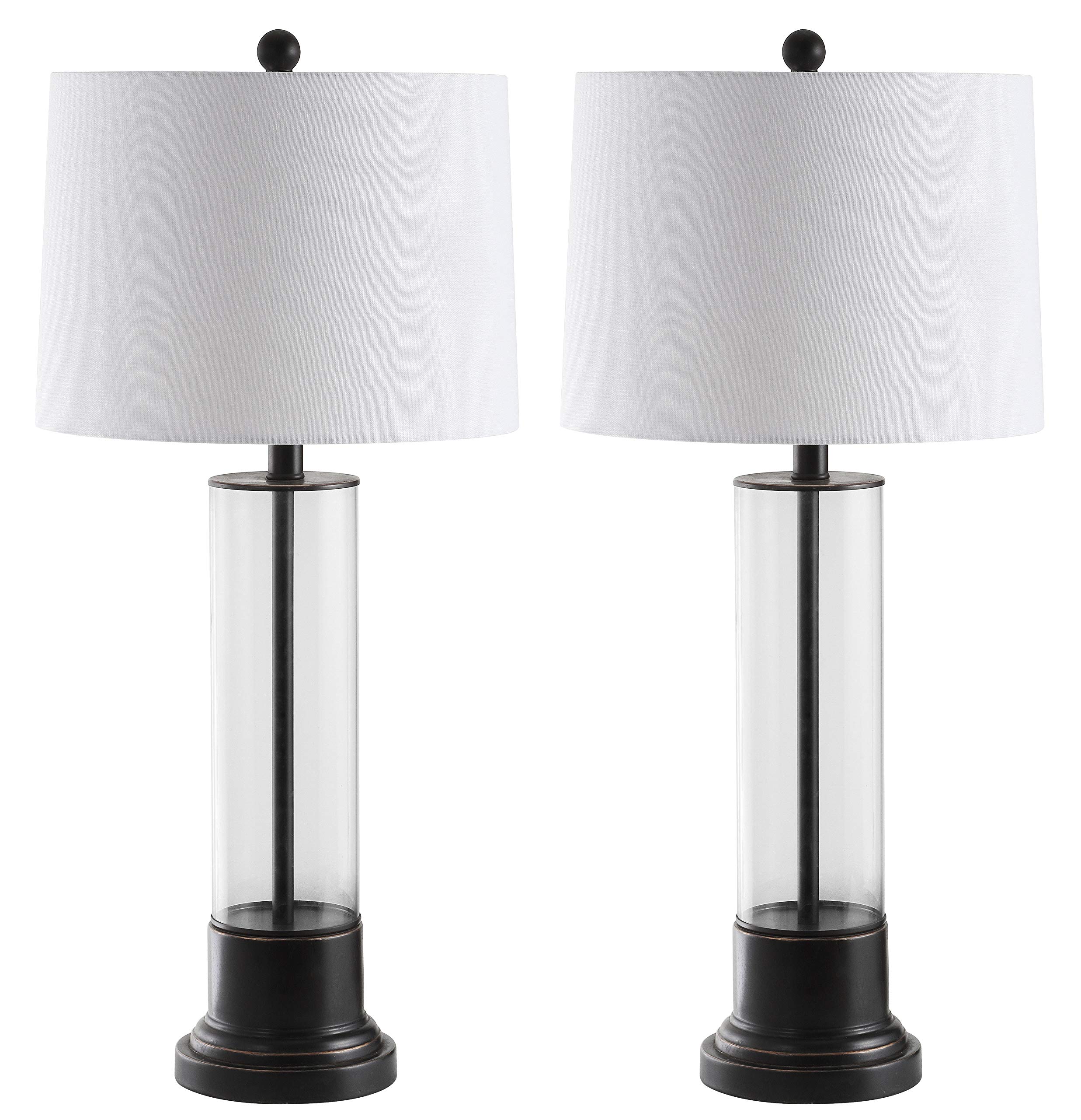 SAFAVIEH Jayse Modern Black & Clear 31-Inch LED Table Lamp Set of 2 for Bedroom, Living Room, Home Office & Nightstand - Perfect for Reading, Working & Ambient Lighting (Bulbs Included)