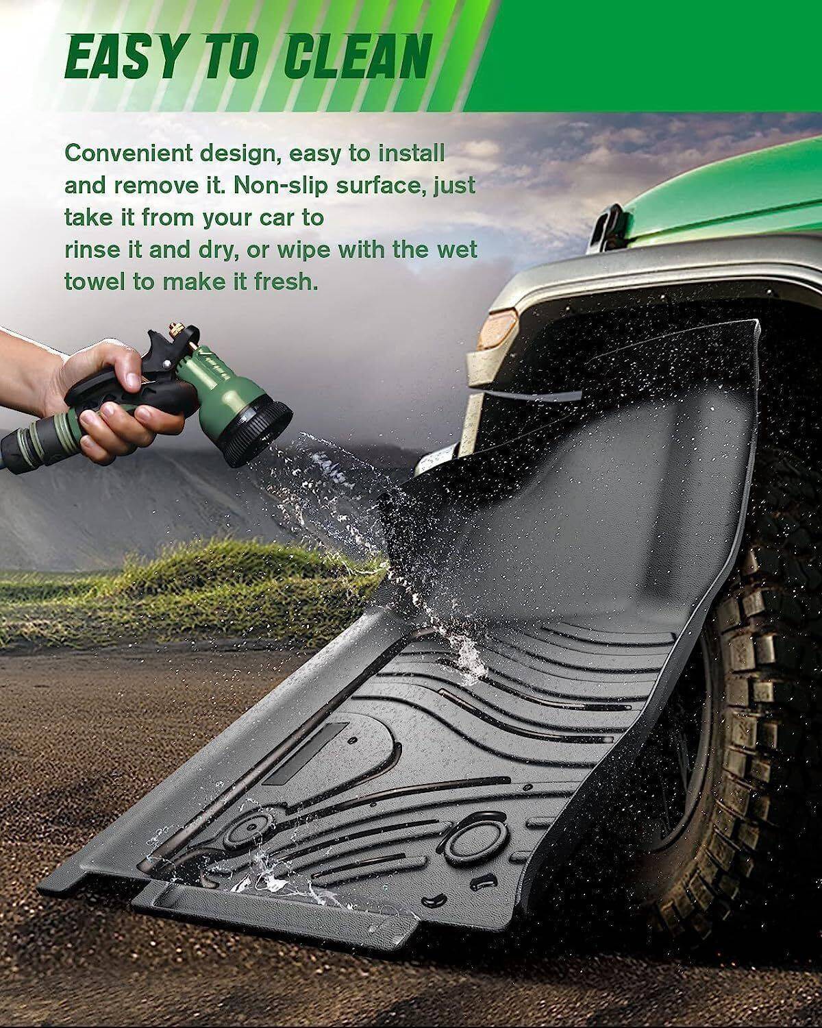 Custom Fit All-Weather Floor Mats for 2022-2023 Ford Maverick 2.0L - 3PC Set of TPE Thermoplastic Elastomer Molded Liners (Front & Rear) - Durable Black Interior Protection for Trucks - Perfect for Off-Road, Work & Daily Commute