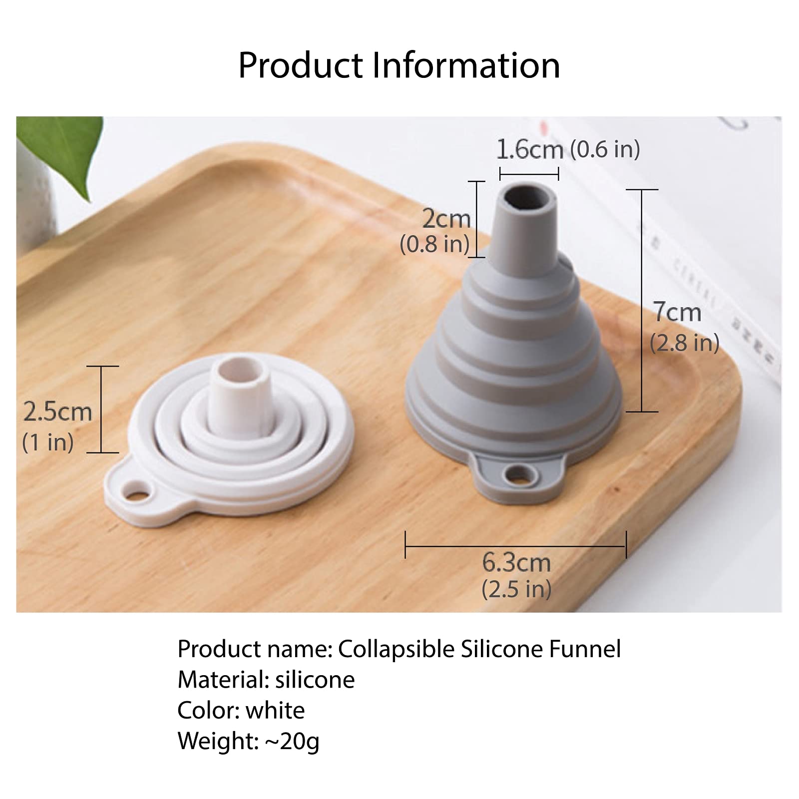 Misitifi Collapsible Silicone Funnel Set of 2 - Flexible Food Grade Kitchen Funnel for Liquid & Powder Transfer - Perfect for Cooking, Baking, Canning and DIY Projects