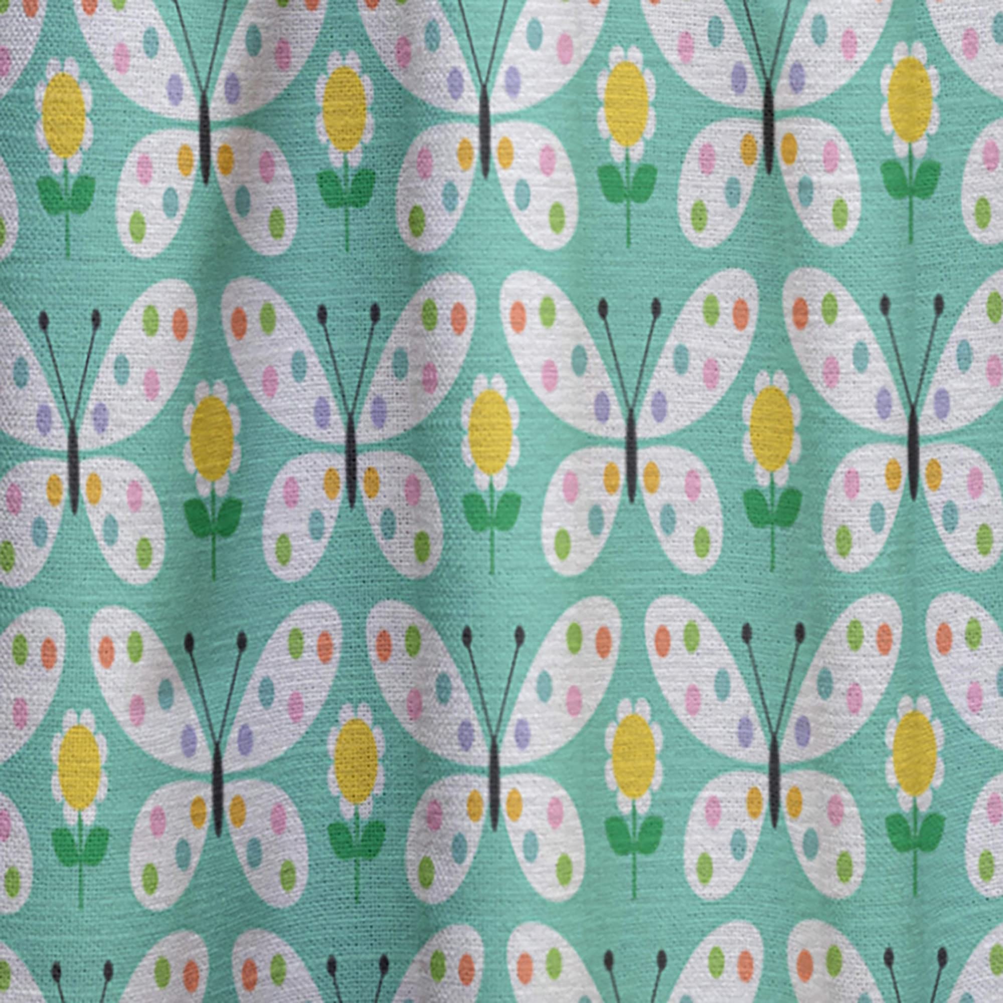 DesignQ Retro Butterflies Thermal Insulated Curtains - Single Panel 52x90 Inches - Blackout Drapes for Bedroom & Living Room - Perfect for Home Decor, Privacy & Energy Efficiency