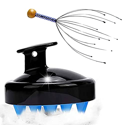 Scalp Massager for Hair Growth - Electric Scalp Scrubber & Head Massager with Soft Bristles, Shower Brush & Hair Scalp Exfoliator - Relaxing Head Scratcher for Stress Relief & Improved Circulation (Black) - Perfect for Home Spa, Salon Treatments & Self-Care Routines