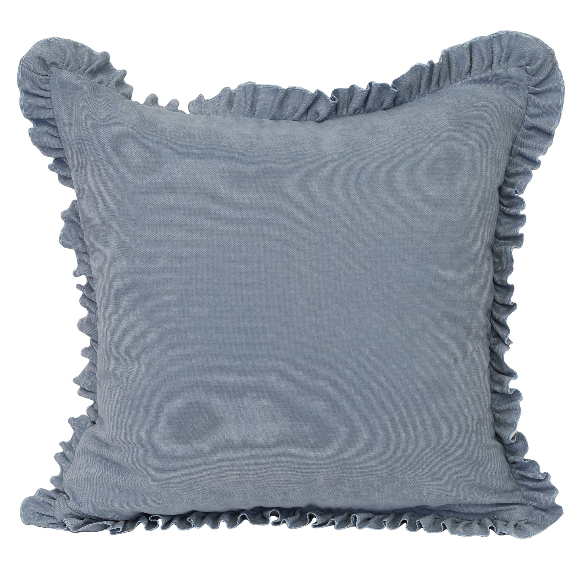 Decorative Square Throw Pillow Covers 18x18 Inch - Light Blue Ruffled Polyester Cushion Cases for Sofa, Couch & Bed - Home Decor Accent Pillows for Living Room, Bedroom & Nursery