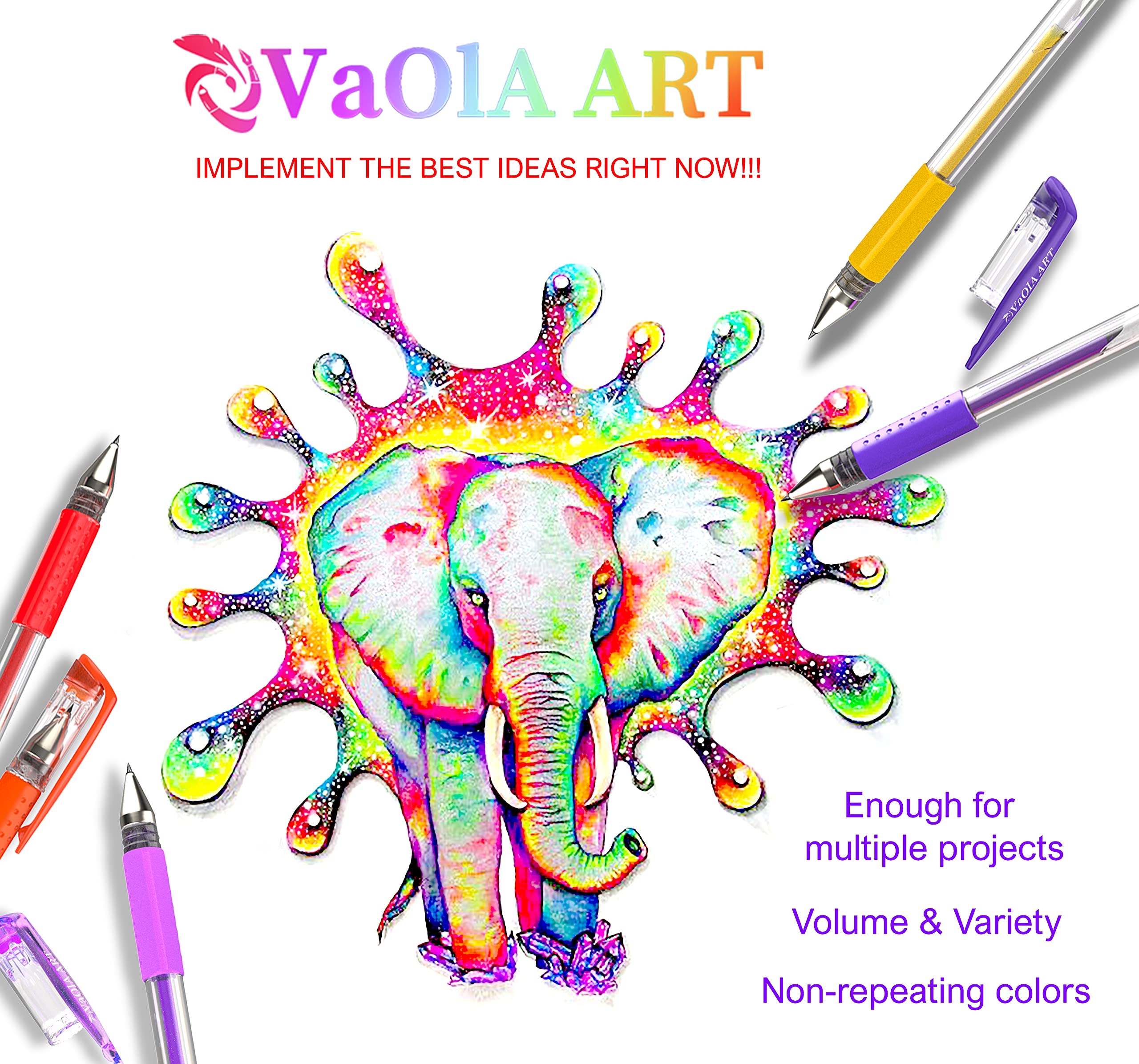 48-Color Glitter Gel Pens Set for Coloring Books & School Art