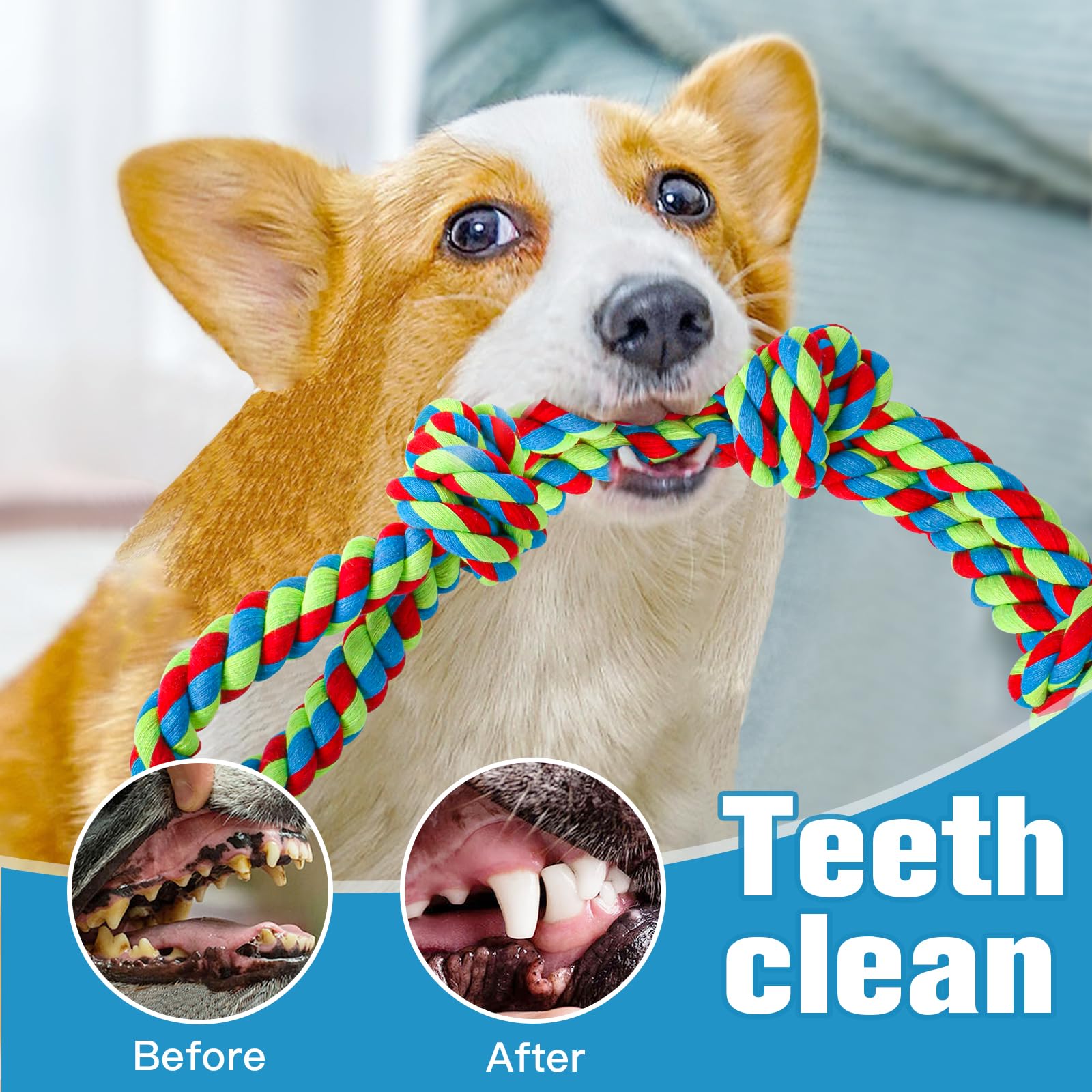 UPSKY Durable Dog Rope Toys - 2 Pack Nearly Indestructible Chew Toys for Medium & Large Dogs | Dental Cleaning, Tug of War, Teething Relief & Aggressive Chewers | Perfect for Playtime, Training & Boredom Relief