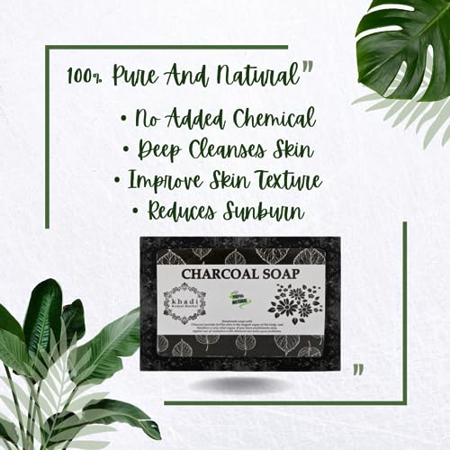 Khadi Kamal Herbal 100% Pure Natural Organic Charcoal Soap for Men & Women - 125g Detox & Deep Cleansing Bar | LAZYwindow | Perfect for Acne-Prone Skin & Body Odor Control