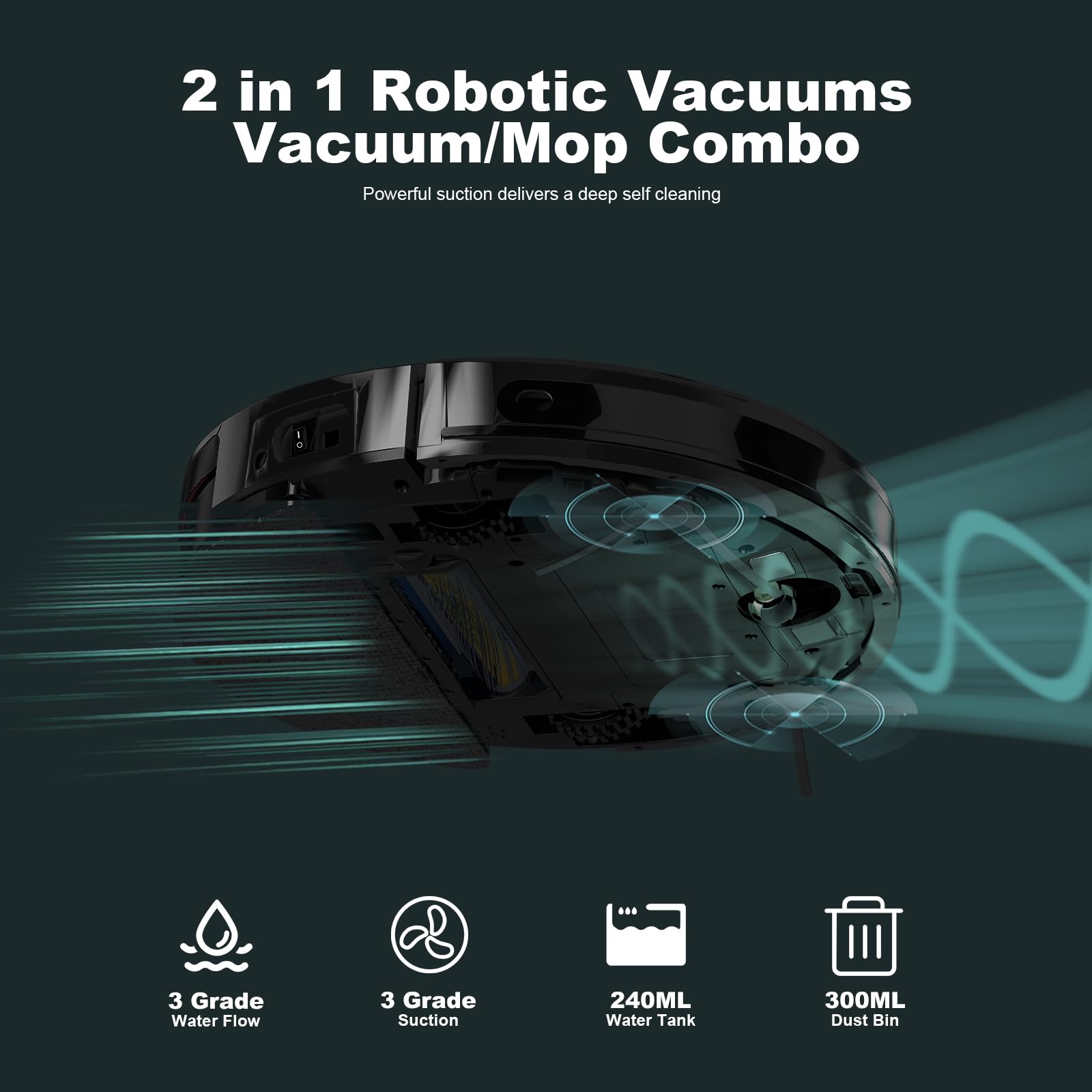 TECBOT S3 PRO Robot Vacuum and Mop Combo with LiDAR Navigation - 4000Pa Strong Suction, 150min Runtime, Auto Recharge - WiFi/App/Alexa Control - Perfect for Hard Floors & Pet Hair (Black) - Ideal for Home Cleaning & Pet Owners