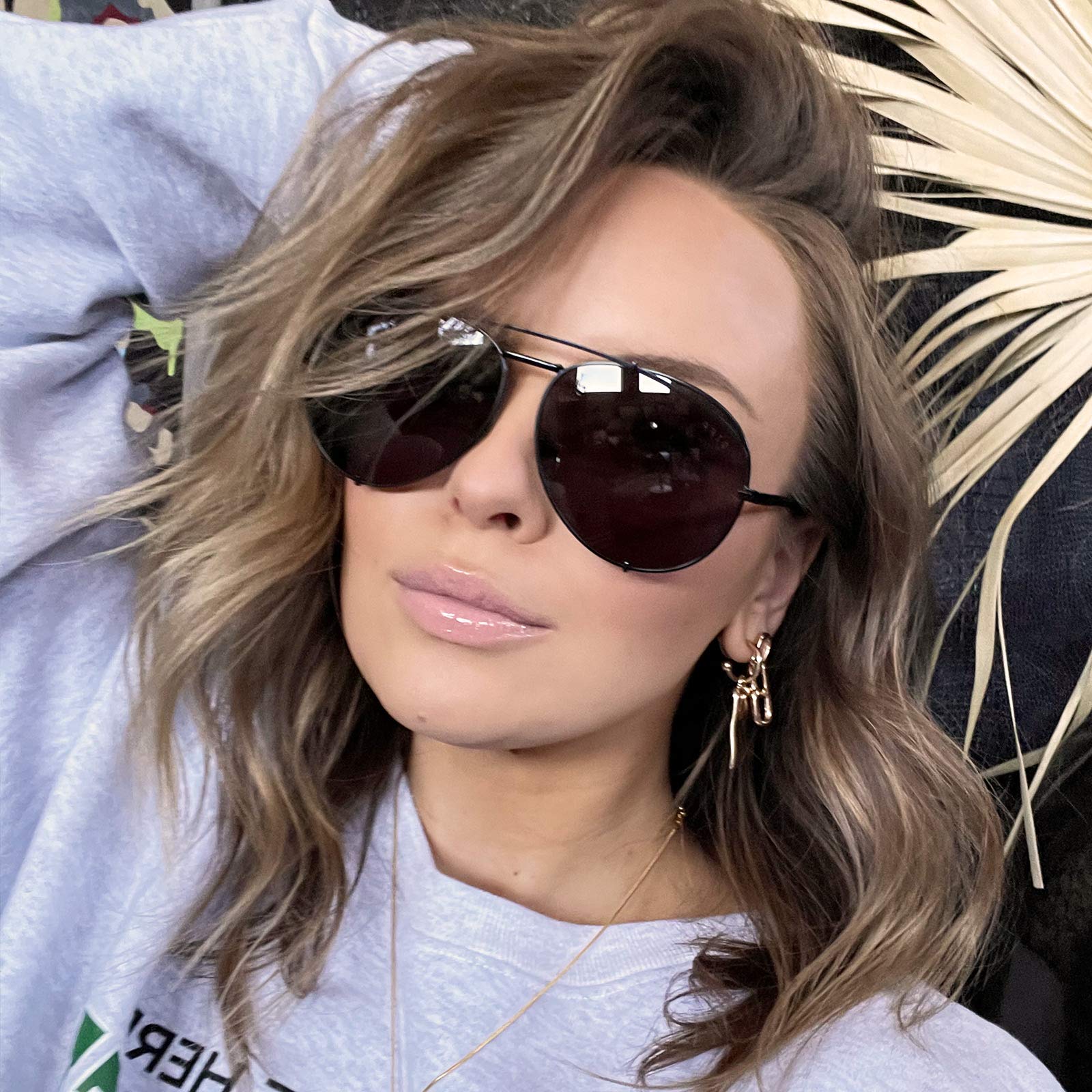 DIFF Koko Designer Oversized Aviator Sunglasses for Men & Women - UV400 Protection - Fashionable & Durable for Outdoor Activities, Beach, Driving & Travel