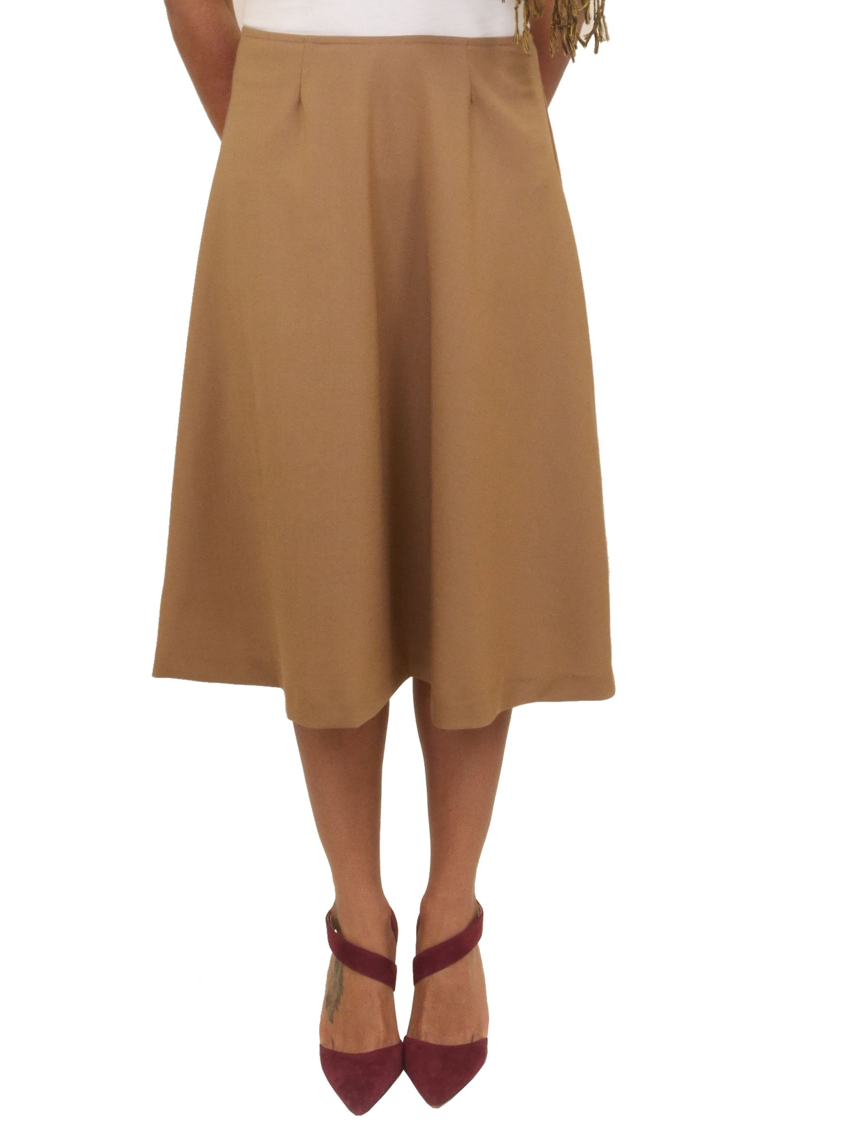 Stylish Avenue Montaigne Knee-Length Wool Circle Skirt with Stretch Waistband - Perfect for Office Wear, Cocktail Parties & Fall Fashion Outfits