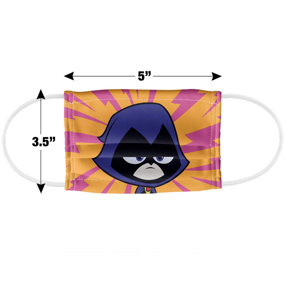 Popfunk Teen Titans Go! Kids Raven Face Pattern 1-Ply Reusable Face Mask - Comfortable & Breathable for School, Travel & Daily Protection