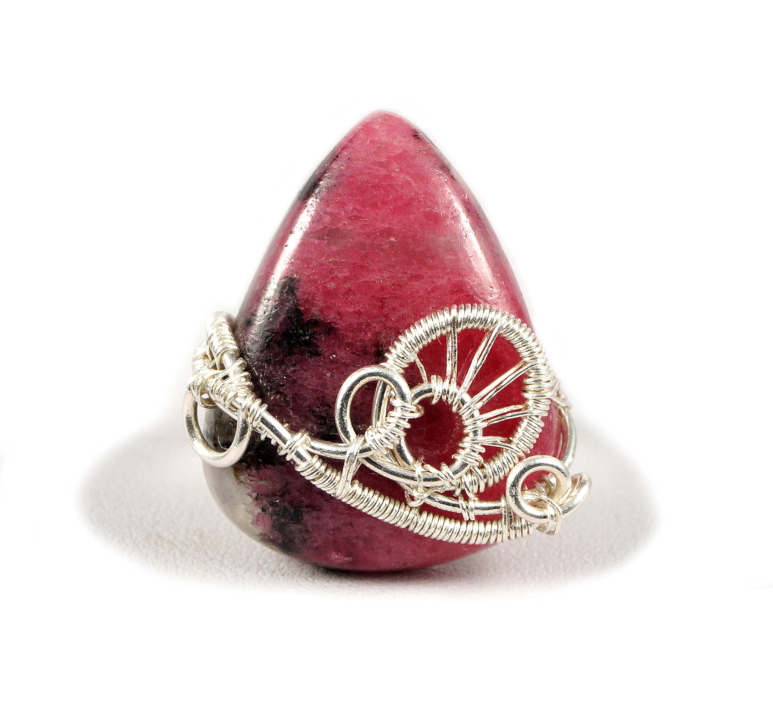 Handmade Sterling Silver Ring with Pink Rhodochrosite Gemstone - Elegant Wire Wrapped Jewelry for Women, Perfect Gift for Mom, Her, or Special Occasions (Size 6-7 US) - Ideal for Weddings, Anniversaries, and Everyday Wear