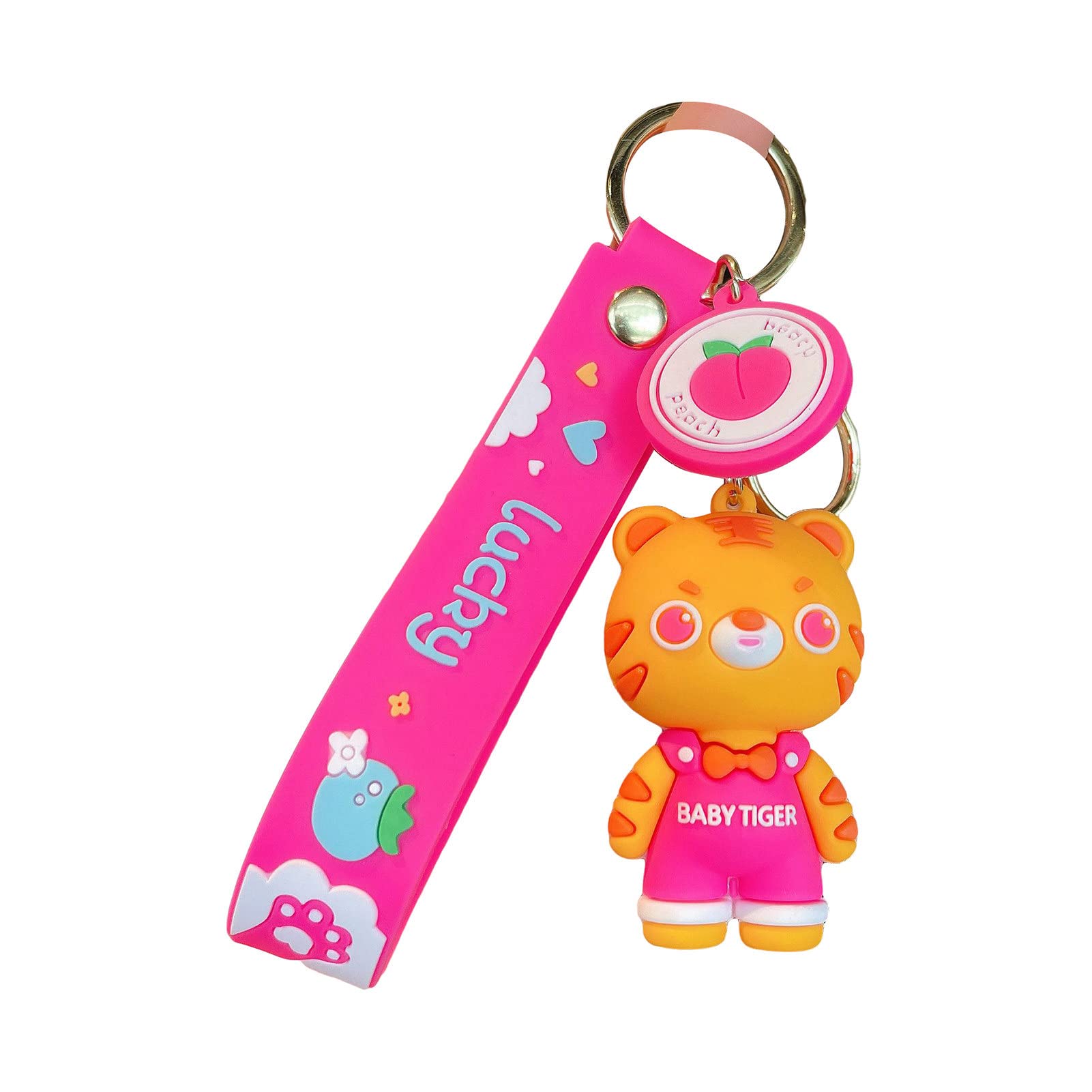 Creative PVC Cartoon Bow Tie Tiger Keychain - Cute Animal Key Ring for Backpack, Purse & Keys - Fun Accessories for Women & Men - Perfect Gift for Pet Lovers & Zoo Enthusiasts