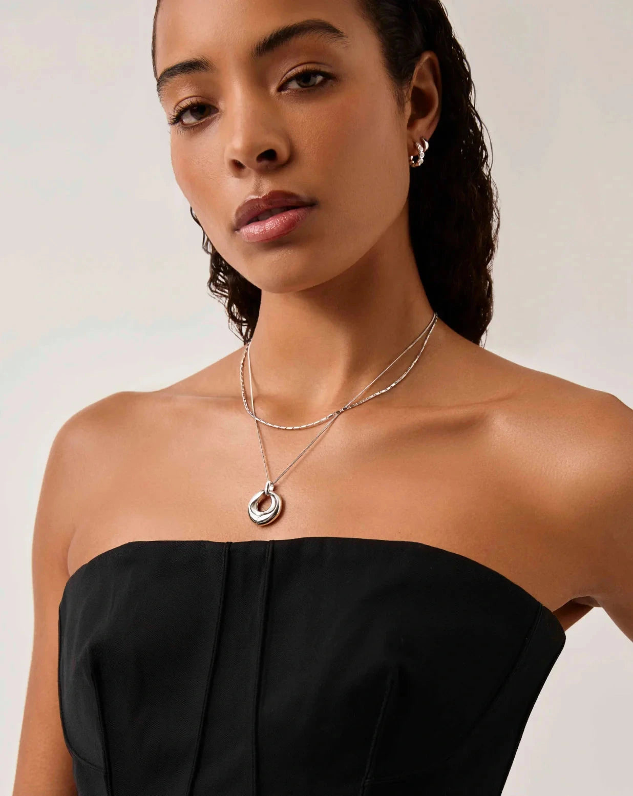 Elegant Sculptural Ridge Molten Pendant Necklace - Silver Plated Statement Jewelry for Women | Perfect for Evening Parties, Date Nights & Special Occasions