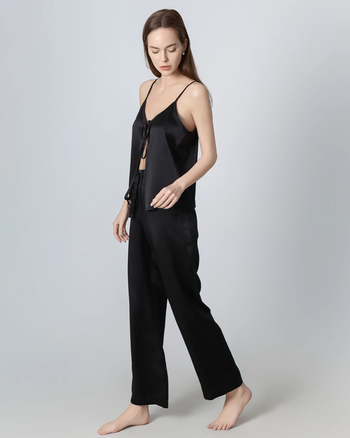 Silk V-Neck Camisole Pajama Set for Women - Soft & Comfortable Sleepwear for Nightwear, Loungewear, and Relaxation at Home