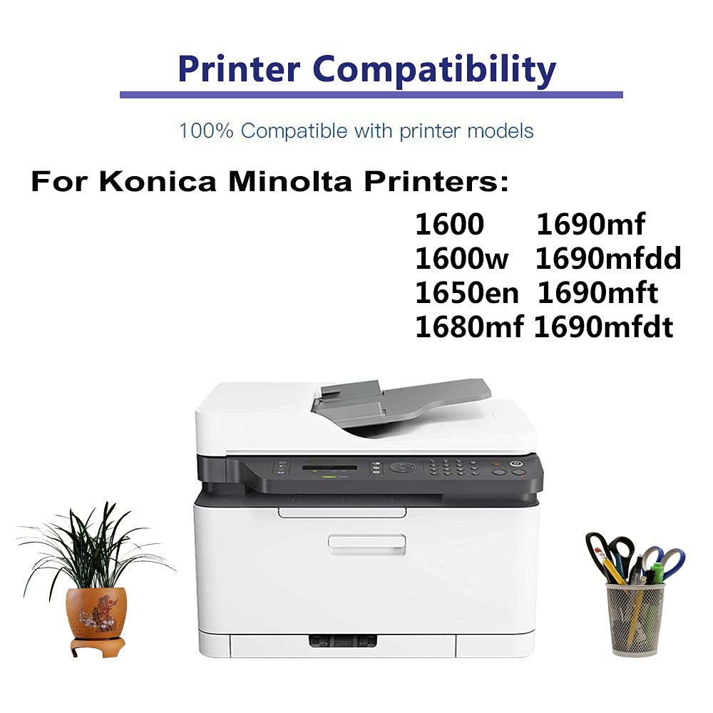 4-Pack High Yield Compatible Toner Cartridge (BK+C+Y+M) for Konica Minolta 1690MFDD/1690MFT/1690MFDT Printers - A0V301F+/A0V30HF+/A0V306F+/A0V30CF+ Replacement - Perfect for Office Printing & High Volume Documents