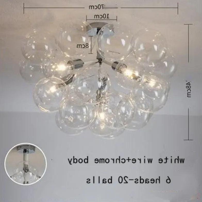 Elegant Transparent Glass Bubble Chandelier - Modern Artistic Lighting Fixture for Dining Room, Living Room & Bedroom Decor