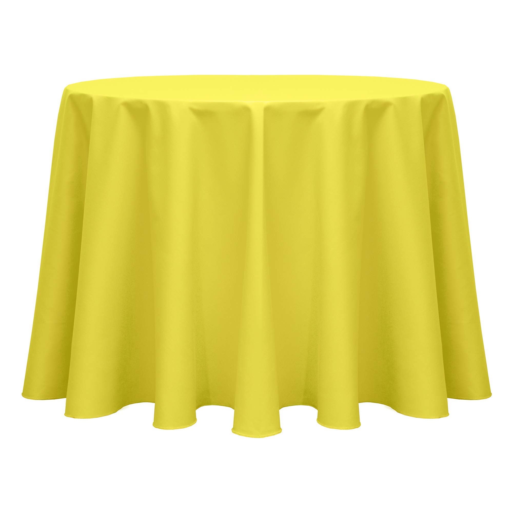 Premium 120-Inch Round Tablecloth - Poly-Cotton Twill Fabric in Lemon Yellow - Perfect for Weddings, Banquets, and Formal Dining Events