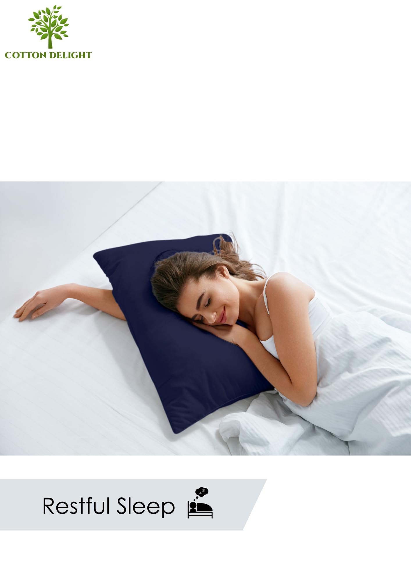 Premium 600 Thread Count 100% Natural Cotton Queen Pillowcases Set of 2 - Soft Blue Pillow Covers 20 x 30 Inch for Bedroom Luxury & Hotel Style Comfort - Perfect for Home Decor, Guest Rooms & Cozy Sleep