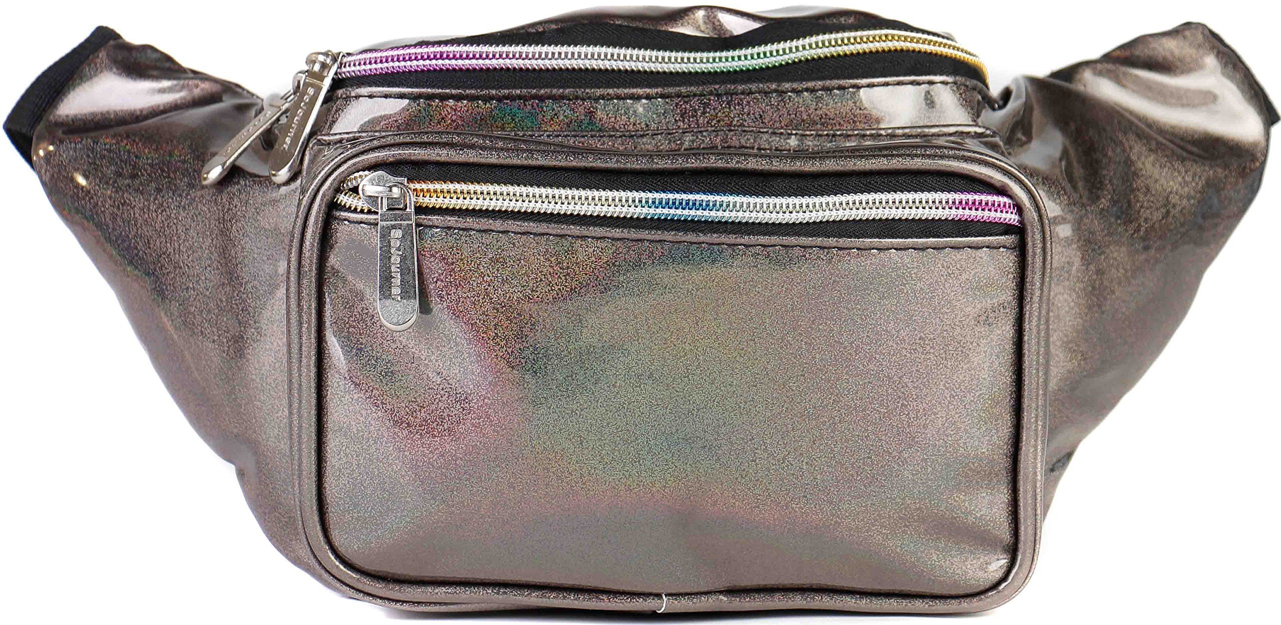 Holographic Fanny Pack Belt Bag for Men & Women - Waterproof Crossbody Waist Bag with Large Capacity - Hands-Free Bumbag for Hiking, Running, Travel, Festivals & Outdoor Activities (Copper Glitter)